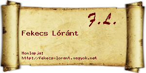 Fekecs Lóránt névjegykártya