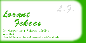 lorant fekecs business card